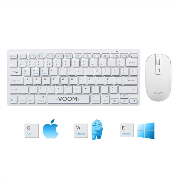 Zoox White Wireless Keyboard & Mouse Combo